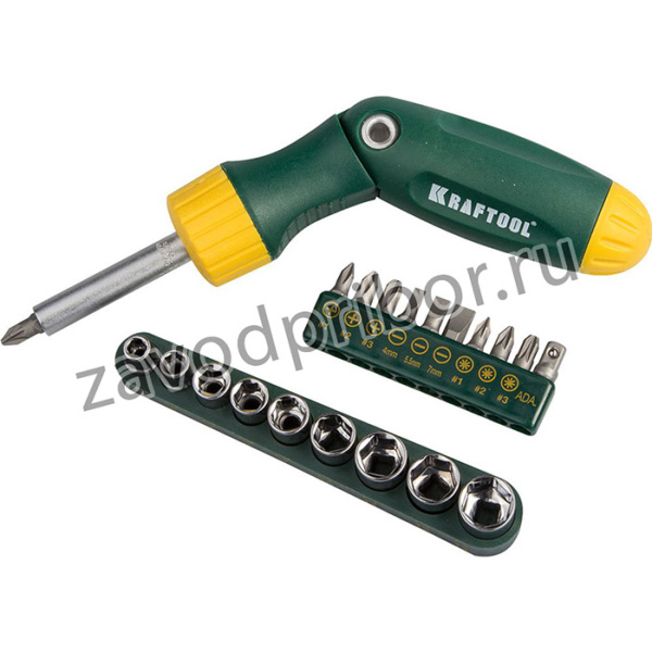 26151-H21, KRAFTOOL X-Hard-21 с насадками 21 предм., Реверсивно-рычажная отвертка (26151-H21)