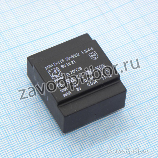 BV UI 21 0016, (1W 12V 83mA 230V), Трансформатор питания 1ВА 230В, 12В , 83мА 70/B (41)