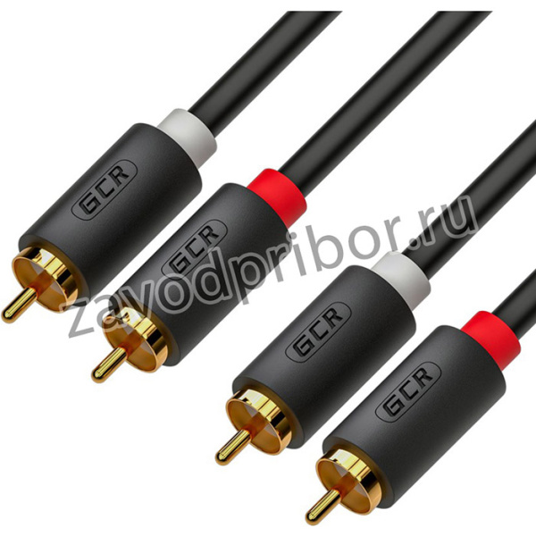 GCR-53109, GCR Кабель 1.5m аудио 2 х RCA / 2 х RCA, GOLD, черный