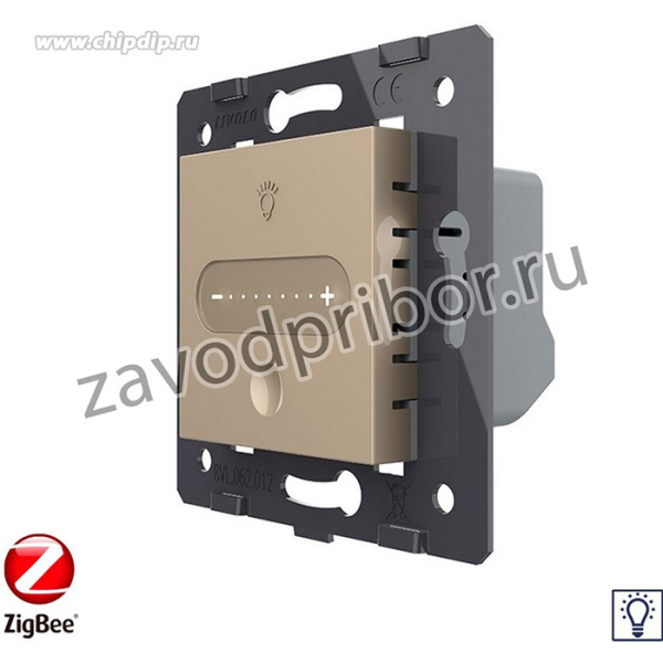 Одноклавишный проходной умный сенсорный Адаптивный диммер Слайдер Livolo ZigBee, цвет золотой (механизм) VL-FC1SDZ-2AP Ливолотач