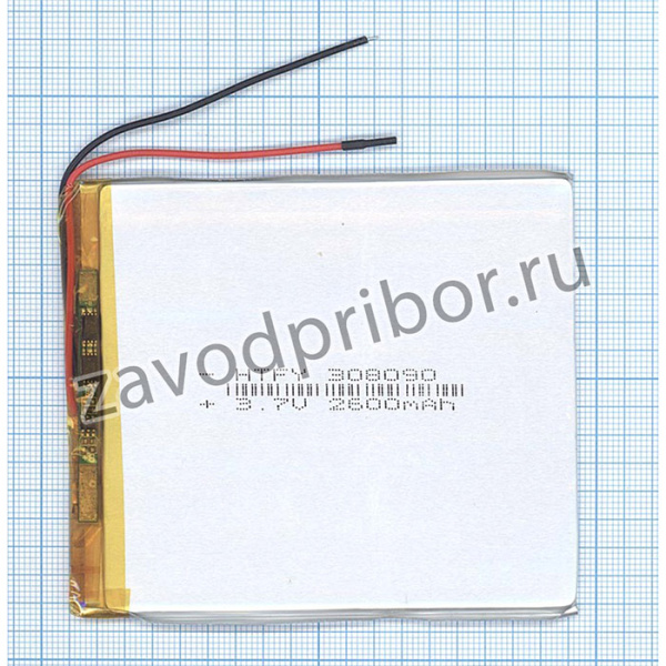 Аккумулятор универсальный 3x80x90 мм 3.8V 2600mAh Li-Pol (2 Pin)