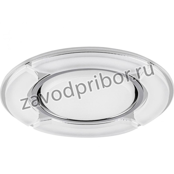 Светильник для натяжных потолков встраиваемый с белой LED подсветкой CD4039 GX53, белый матовый, хром, 40506