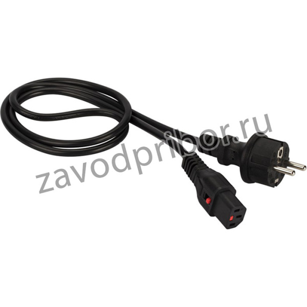 Шнур питания Шнур питания с блокировкой C13-Schuko прямая, 3х0.75, 220В, 10А, черный, 5 метров