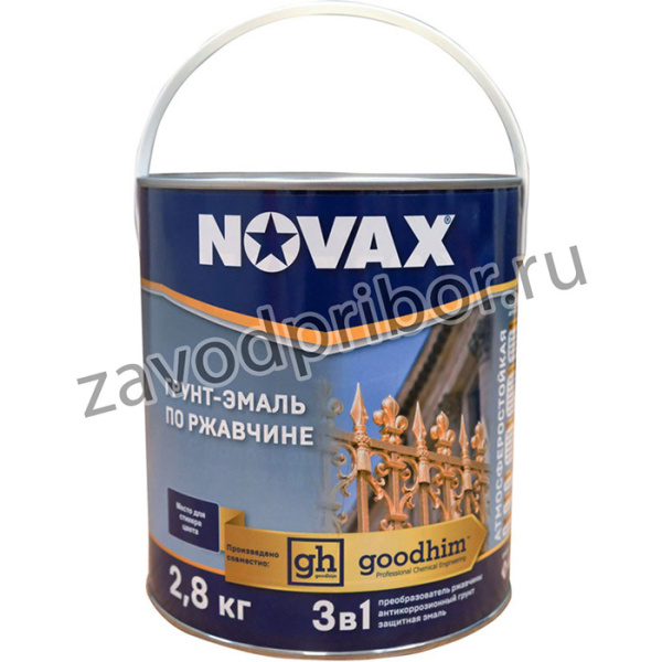 Грунт Эмаль 3в1 novax черный RAL 9005 глянцевая, 3 л. 10977