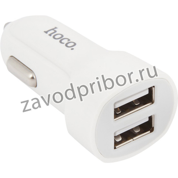 Автомобильная зарядка HOCO Z2A Two-Port Car Charger With Lightning Cable 2 USB выхода 2,4A белая