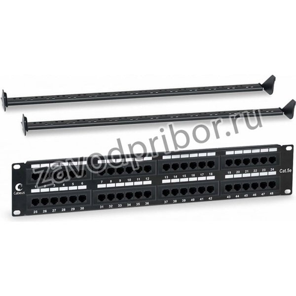 Патч-панель 2U, 48 портов, RJ-45, категория 5e, PL-48-Cat.5e-Dual