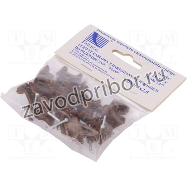 PW-H.7018B-25, Держатель, коричневый, на плоский кабель,YDYp 3x2,5, 25шт.