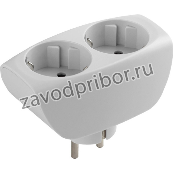 Разветвитель электрический ЭРА SP-2e-W на 2 розетки с заземлением со шторками 16А белый C0045528