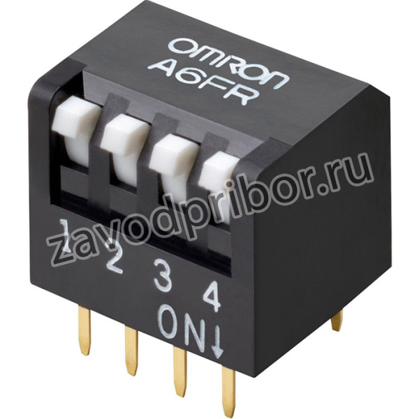 A6FR-3101, DIP / SIP переключатель, короткий исполнительный механизм, 3 схем(-а), Клавиша, Сквозное Отверстие