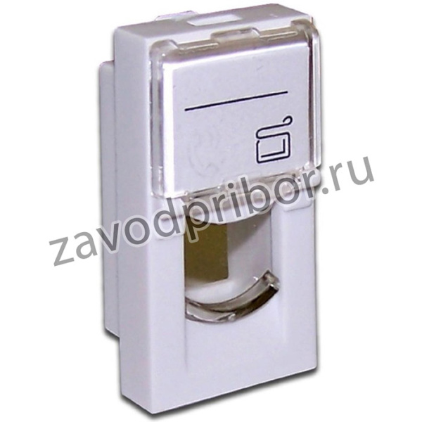 Вставка 22.5х45 на 1 кейстоун, со шторкой, маркировкой, белая LAN-SIP-22L-WH