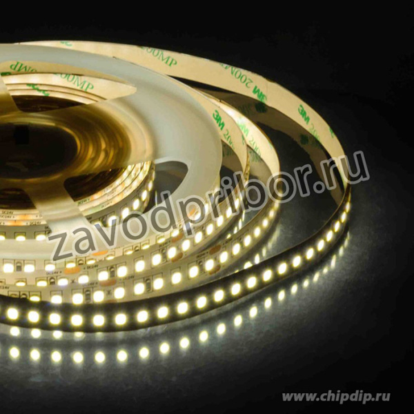 235BL, Лента светодиодная, теплый белый, 24В, 18Вт/м, 168SMD(2835)/м, 2000Лм/м, IP20, 10мм, упаковка 3м