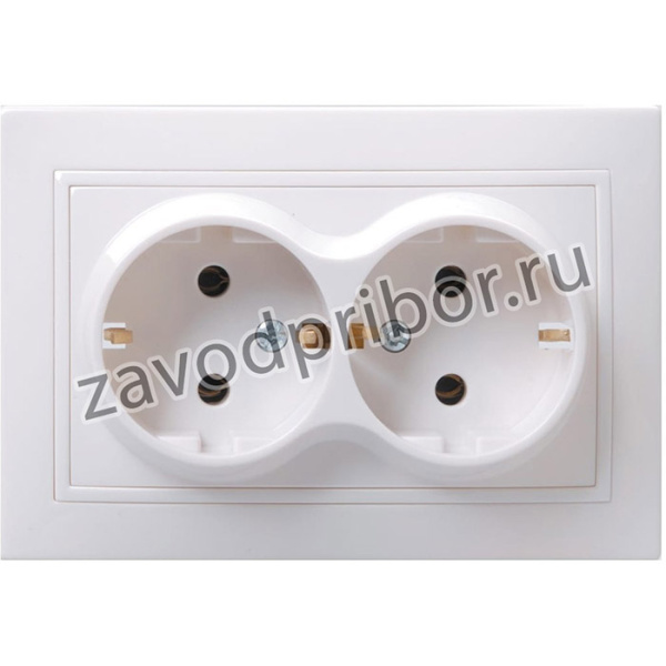 КВАРТА Розетка х2 с/з в сборе б/ш,бел ERK24-K01-16-DM