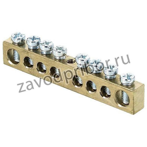 Шина PEN "ноль-земля" 6х9 8 отвер. латунь крепеж по центру розн. стикер PROxima EKF sn0-63-08-r