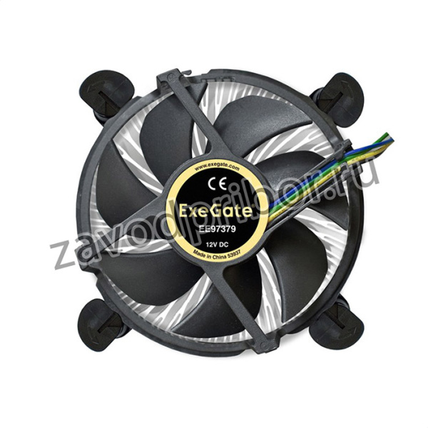 Кулер ExeGate EE97379 (Al, LGA775/1150/1151/ 1155/1156/1200, TDP 65W, Fan 92mm, 2400RPM, Hydro bearing, 4pin, 23db, 175г, на защелках, с тер