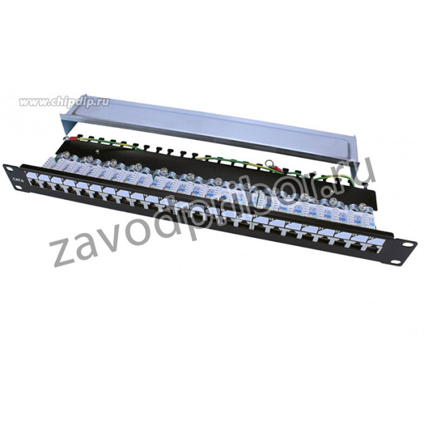 Монтажное оборудование Hyperline PP3-19-24-8P8C-C6-SH-110D Патч-панель 19", 1U, 24 порта RJ-45 полн. экран., категория 6, Dual IDC, ROHS, цв