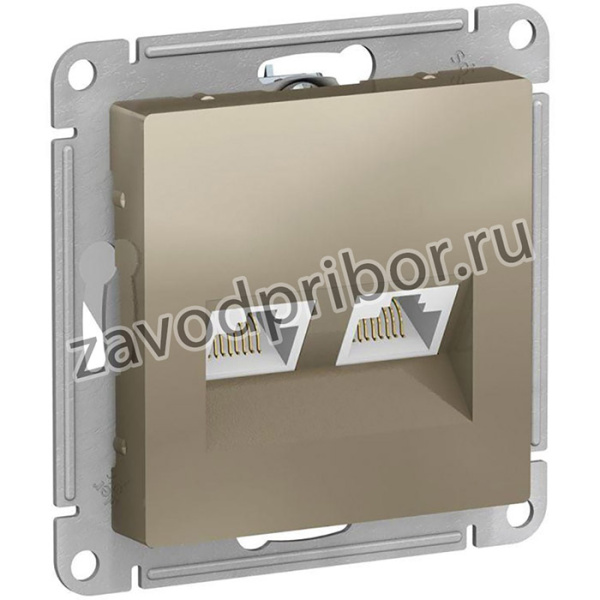 Розетка компьютерная 2-м AtlasDesign RJ45 кат.5E механизм шампань SE ATN000585