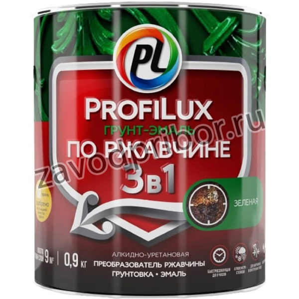 Грунт эмаль по ржавчине 3в1 Зеленая 0,9 кг Н0000003479