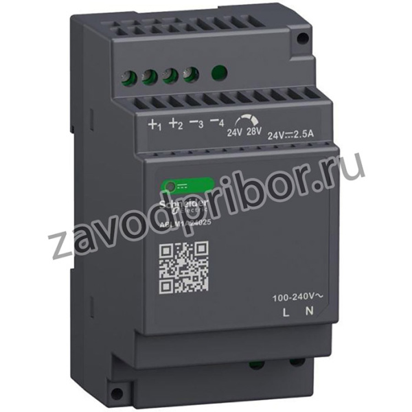 ABLM1A24025, DIN Rail Power Supply, 90%, 24V, 2.5A, 60W, Adjustable