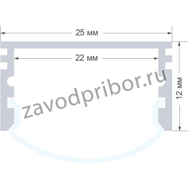 08-14 Профиль алюминиевый для светодиодной ленты, анод., П-образный , накладной, серебро, 25х20мм, 2