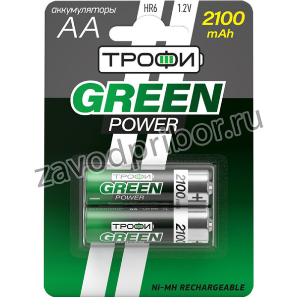 Аккумуляторы NiMH (никель-металлгидридные) Трофи HR6-2BL 2100 mAh GREEN POWER