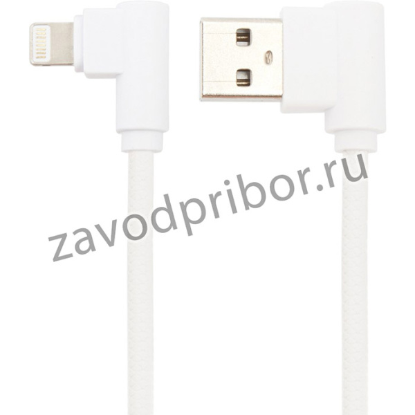 USB кабель "LP" для Apple 8 pin L-коннектор "Круглый шнурок" (белый/коробка)