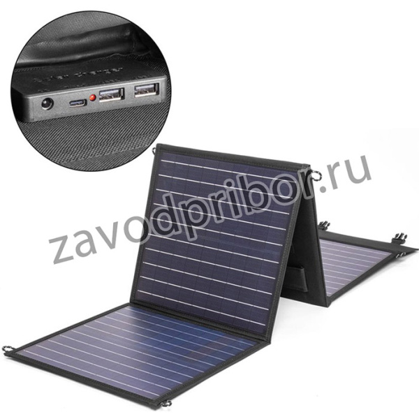 Солнечная батарея 80W 18V DC, Type-C PD 60W, USB QC3.0 18W, USB 12W, влагозащищенная, складная на 4 секции TOP-SOLAR-80