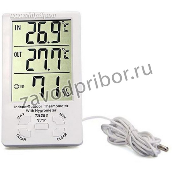 Термогигрометр TA-298 комнатно-уличный, Улица: -40°С~70°С , помещение: 0°С~50°С, точность: 0.1°С