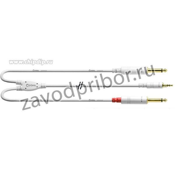 Cordial CFY 6 WPP-SNOW кабель Y-адаптер джек стерео 3,5 мм/2xмоно-джек 6,3 мм male, 6м, белый