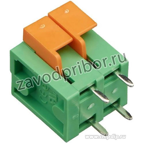 KLS2-142V-5.08-2P (DG142V-5.08-02P), Клеммник пружинный нажимной, 2 контакта, шаг 5.08мм(KLS2-142V)