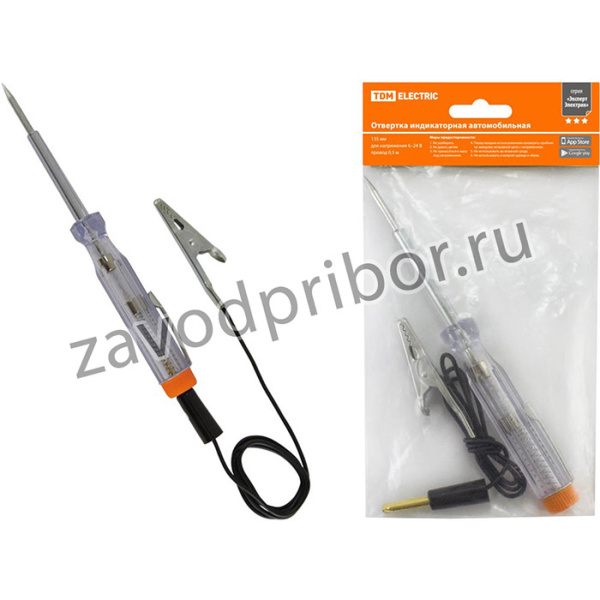 Отвертка-пробник (индикатор) автомобильная 135 мм, 6-24В, провод 0.5м, "ЭкспертЭлектрик" TDM