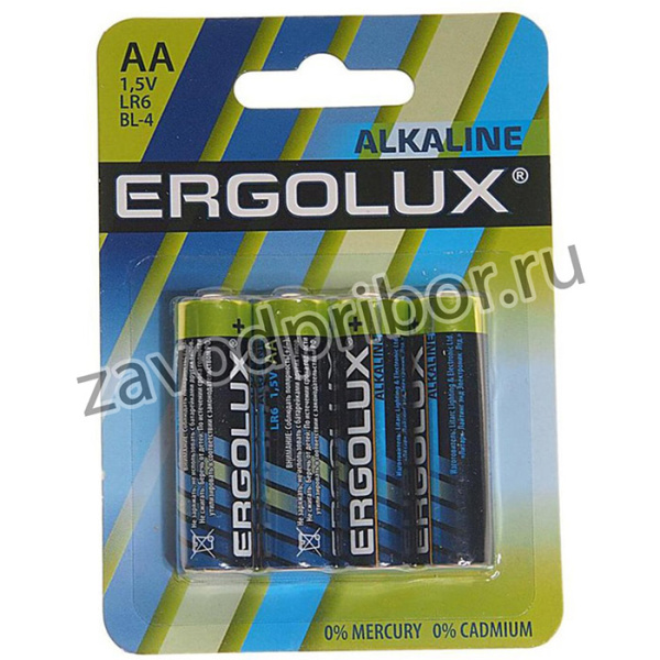 LR6 BL-4, Батарейка AA LR6 1.5V блистер 4шт. (цена за 1шт.) Alkaline ERGOLUX