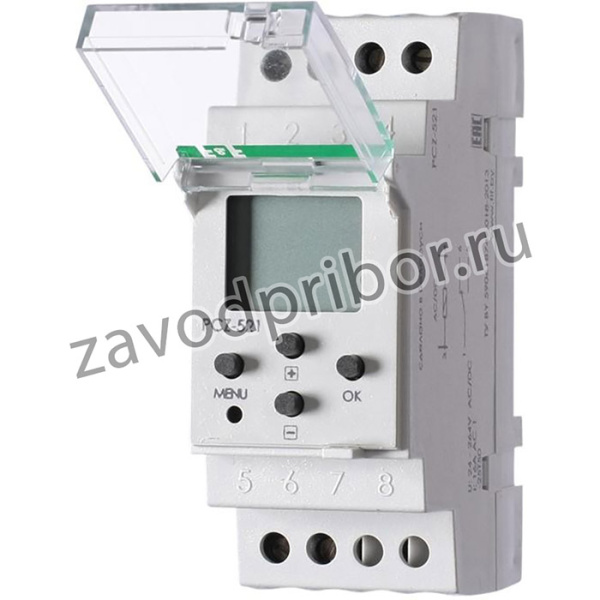 Реле времени PCZ-521 16А 24-264В AC/DC 1 перекл. IP20 1 канал-125 пар включ./выключ. суточн./недел. циклы монтаж на DIN-рейке F&F EA02.002.0