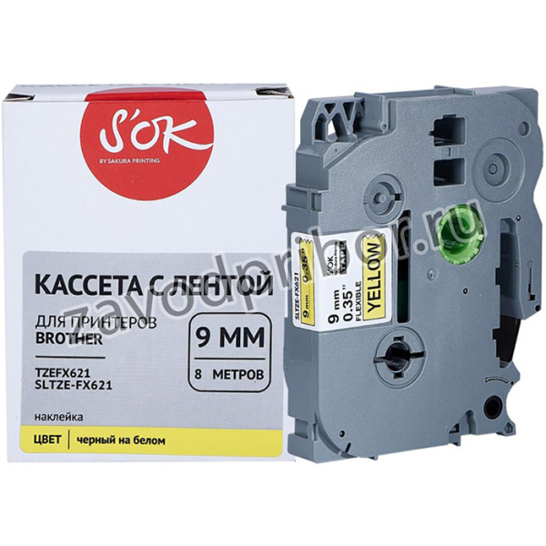 Кассета с лентой Sakura TZEFX621 для Brother GL100/PT200/ PT1000/PT1000BM/ PT1010/PT1010B/PT1010NB/ PT1010R/PT1010S/PT1090/ PT1090BK/PT1100/
