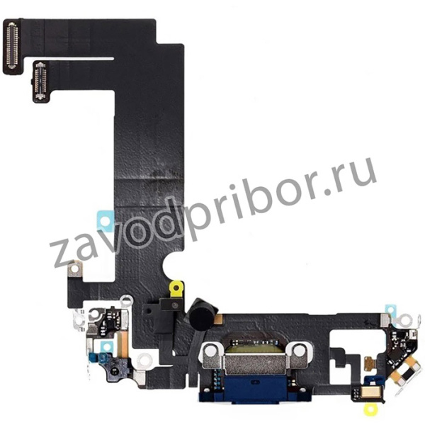 Шлейф (плата) для iPhone 12 mini на системный разъем и микрофон синий