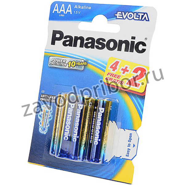 Panasonic EVOLTA LR03EGE/6BP 4+2F LR03 4+2шт BL6, Элемент питания