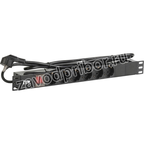 PH12-6D1-P, Блок розеток (PDU) ITK 6 розеток DIN49440 с LED выключателем 1U шнур 2м вилка DIN49441 профиль из ПВХ черный (нем.станд)