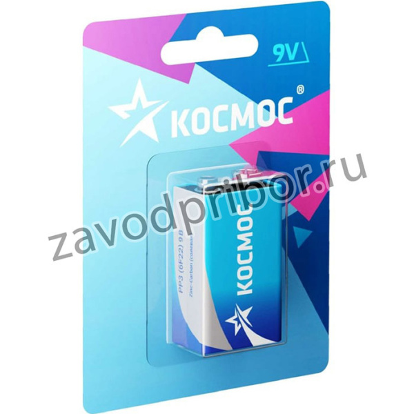KOC6F221BL, Элемент питания 6F22 (крона) 9V Zinc carbon 1BL Космос