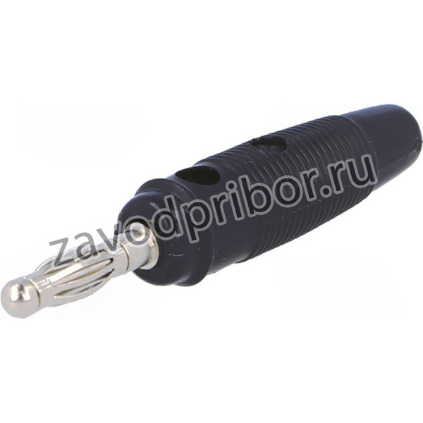 R8-25A-BLACK, Вилка, "банан" 4мм, 10А, 60ВDC, черный, Диам.кабеля макс: 4мм