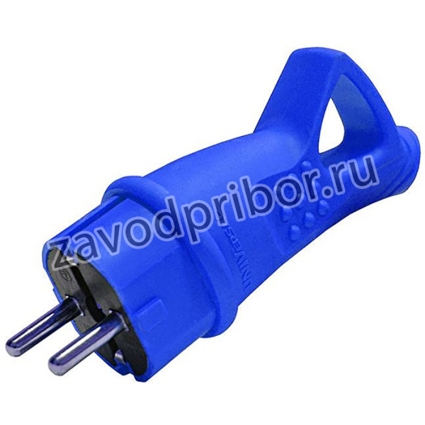 Вилка с ушком c заземлением каучук 16а 250в ip44 цвет синий еврослот 3040