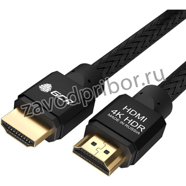 GCR-51307, GCR Кабель PROF 1.0m HDMI 2.0, черный нейлон, AL корпус черный, HDR 4:2:2, Ultra HD, 4K 60 fps 60Hz/