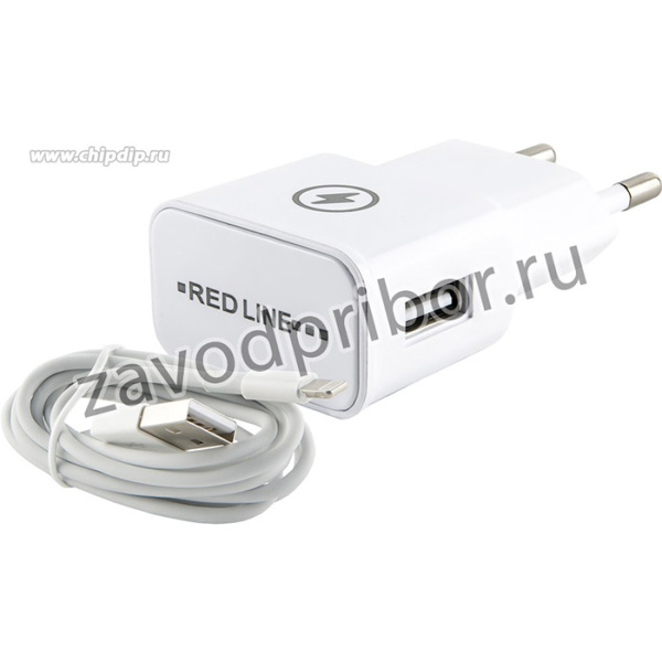 СЗУ Red Line 1 USB (модель NT-1A), 1A, + кабель 8pin для Apple, белый