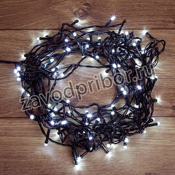 303-103, Гирлянда светодиодная универсальная Уличная 100 LED БЕЛЫЕ 10 метров с контроллером