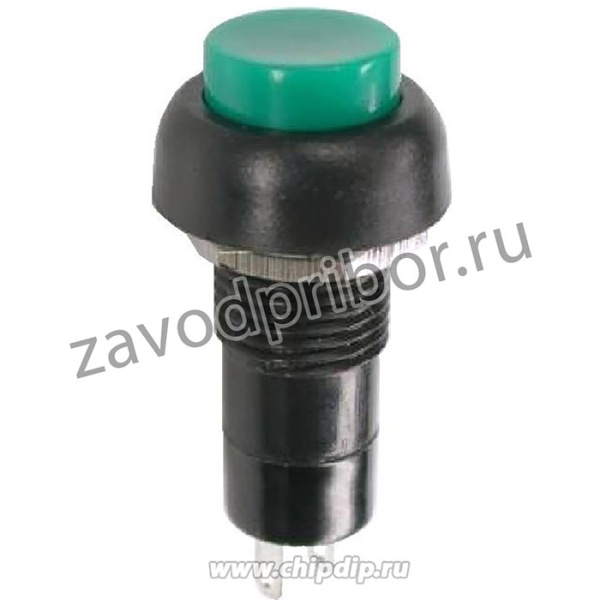 PBS-11B green, Кнопка без фиксации OFF-(ON) (1A 250VAC), зеленая