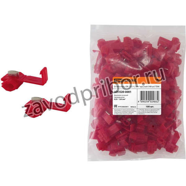 Ответвитель ОВ-1 0,5-1,5 мм2 красный (100 шт) TDM