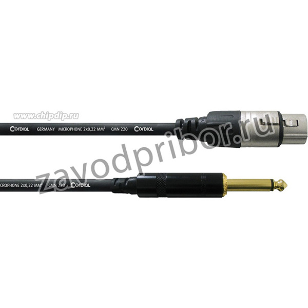 Cordial CCM 5 FP микрофонный кабель XLR female/джек моно 6.3мм, 5.0м, черный