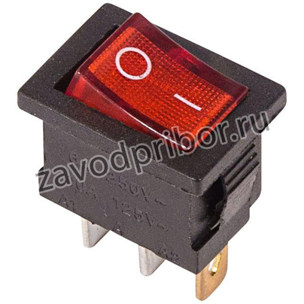 Выключатель клавишный 250В 6А (3с) ON-OFF красн. с подсветкой Mini (RWB-206; SC-768) Rexant 36-2150