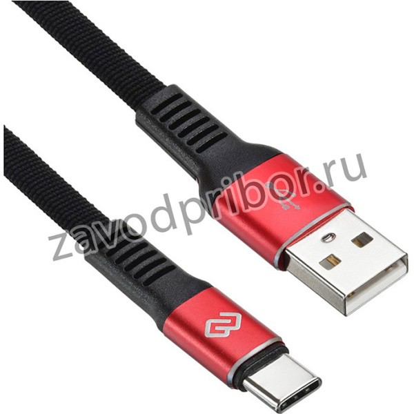 Кабель Digma TYPE-C-1.2M-FLAT-BLK USB (m)-USB Type-C (m) 1.2м черный/красный плоский