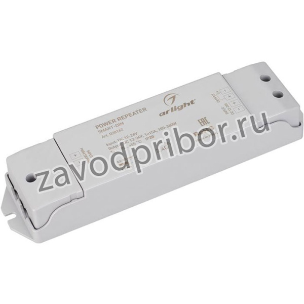 Усилитель SMART-DIM (12-24В 1х15А IP20 пластик Arlight 028142