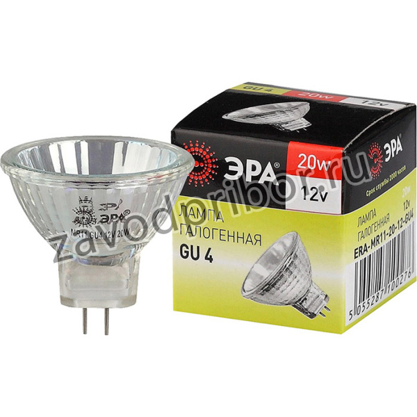 Лампочка галогенная ЭРА GU4-MR11-20W-12V-30CL GU4 20 Вт софит теплый белый свет C0027361
