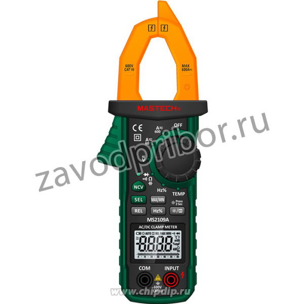 MS2109A, Клещи токовые (токоизмерительные) цифровые автоматические (ACV/DCV, сопротивление, прозвон,темп.)